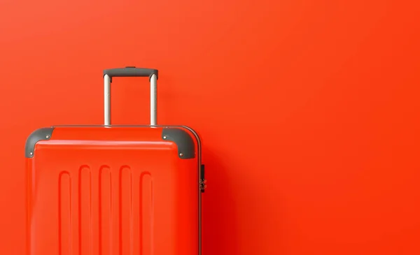 Suitcase Red Background Travel Concept Copy Space Individual Text — ストック写真