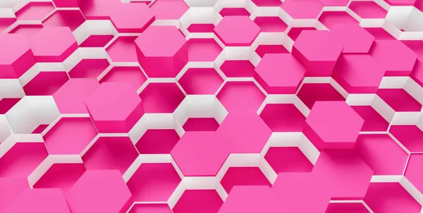 Heller Rosafarbener Hexagon Hintergrund Rendering Illustration — Stockfoto