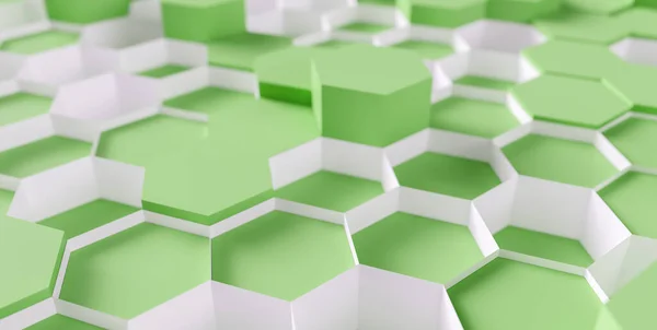 Grüner Hexagon Wabenhintergrund Rendering Illustration — Stockfoto