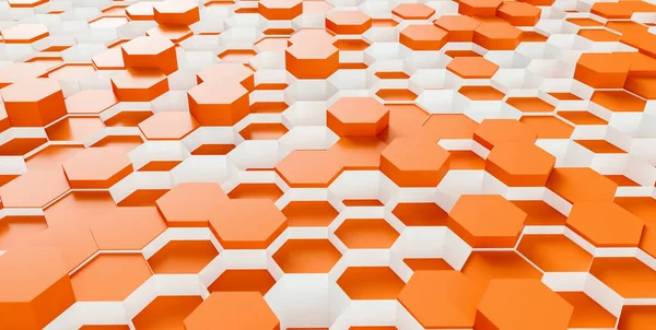 Orange Hexagon Honeycomb Background Rendering Illustration — Stockfoto