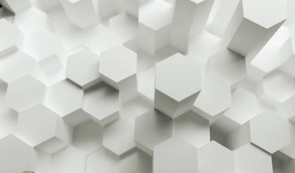 White Abstract Hexagons Background Pattern Gaming Imagem Conceito Rendering Ilustração — Fotografia de Stock