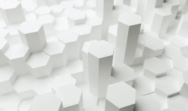 White Hexagons Background Pattern Rendering Illustration — Stockfoto