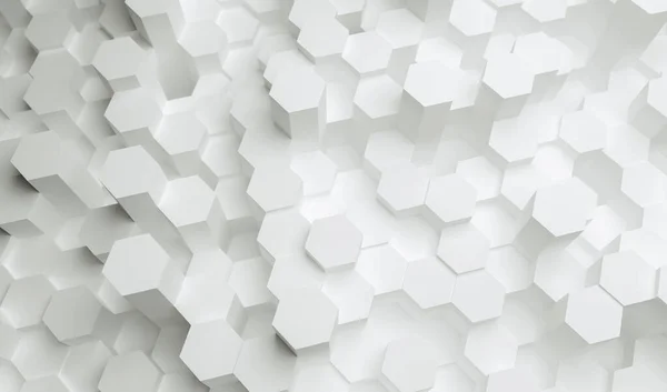 Weißer Hexagon Hintergrund Rendering Illustration — Stockfoto