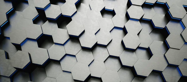 Blue Abstract Hexagons Background Pattern Rendering Illustration — Stock Photo, Image