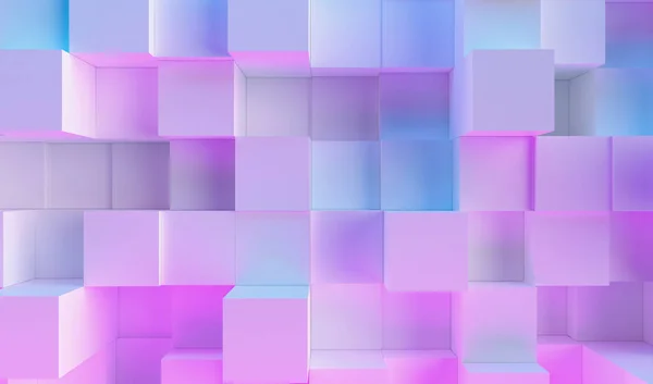 Кубический Фон Красочных Ярких Неоновых Синий Фиолетовый Огни — стоковое фото