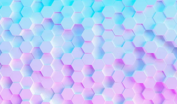 Colorful Bright Neon Blue Purple Lights Hexagonal Background Grid Gaming — Stock Photo, Image