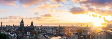 Amsterdam Ufuk Çizgisi tarihi alanı, Sunst, Amsterdam, Hollanda. Hollanda, Amsterdam 'ın hava manzarası.