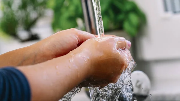 Igiene Mani Pulizia Lavarsi Mani Con Prevenzione Dell Acqua Coronavirus — Foto Stock