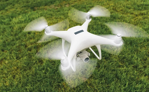 Drone Avec Caméra Plaque Noire Sur Pré Vert — Photo