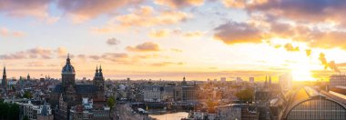 Amsterdam Ufuk Çizgisi tarihi alanı, Sunst, Amsterdam, Hollanda. Hollanda, Amsterdam 'ın hava manzarası.