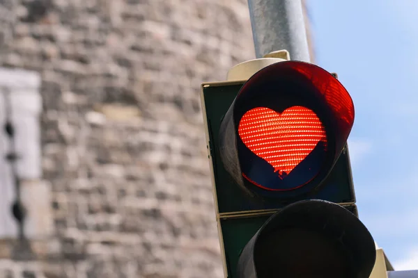 Traffic Light Red Heart Shape — Stock Photo, Image