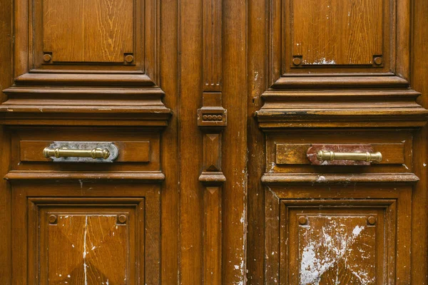 Alte Tür Aus Braunem Holz Zentrum Von Paris — Stockfoto