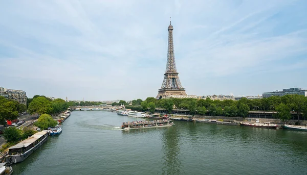 Párizs Eiffel Torony Szajna Folyó — Stock Fotó