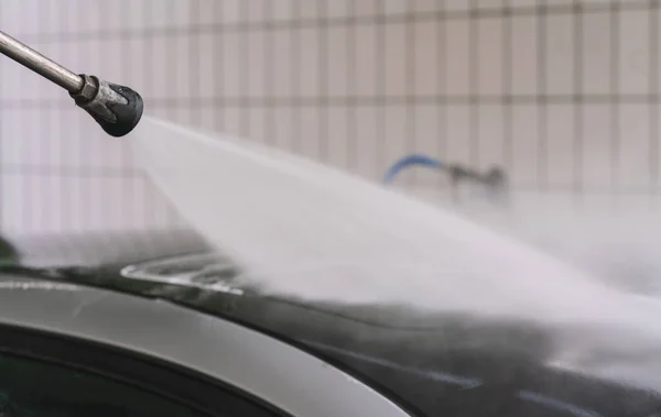 Car Washing Cleaning Car Using High Pressure Water — Stock Photo, Image