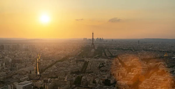 Paris Skyline Sunset Panorama — Stock Photo, Image