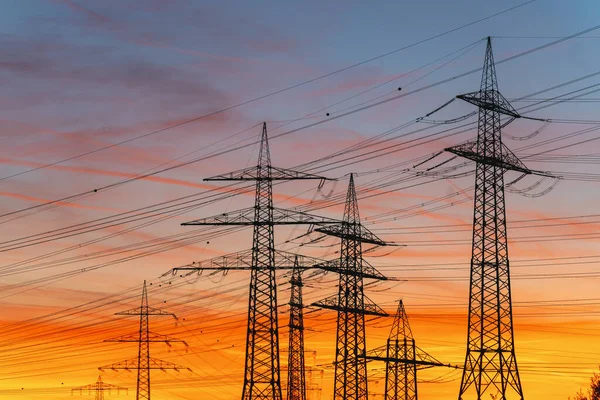 Electric Poles Sunset — Stock Photo, Image