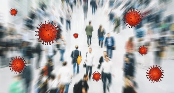 Zoom Anonymous Crowd Mass Become Infected Coronavirus — Stock Photo, Image