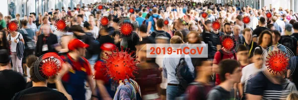Muitas Pessoas Anônimas Missa Infectam Com Coronavírus — Fotografia de Stock