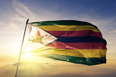 Zimbabve ulusal bayrak Tekstil Kumaş kumaş üst sallayarak