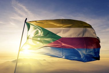 Komor Adaları Ulusal bayrak Tekstil Kumaş kumaş üst sallayarak