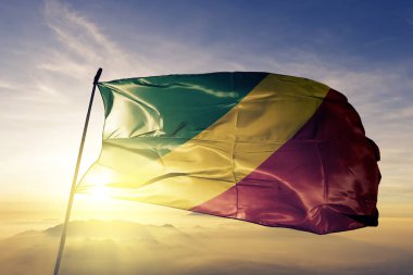 Kongo Cumhuriyeti ulusal bayrak Tekstil Kumaş kumaş üst sallayarak