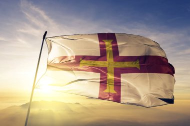 Guernsey ulusal bayrak Tekstil Kumaş kumaş üst sallayarak