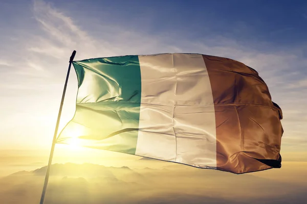 Ireland National Flag Textile Cloth Fabric Waving Top — Stock Photo, Image