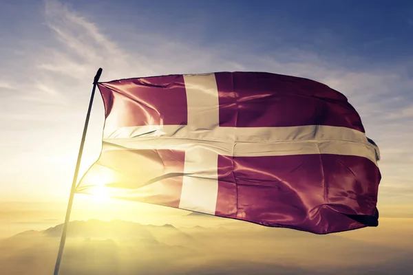 Bandera Nacional Dinamarca Tela Textil Ondeando Parte Superior —  Fotos de Stock