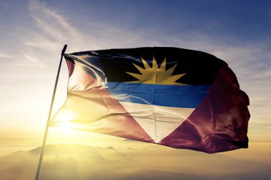 Antigua ve Barbuda ulusal bayrak Tekstil Kumaş kumaş üst sallayarak