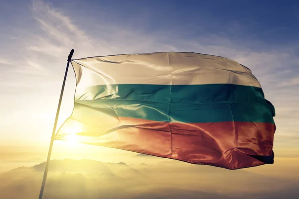 Bulgarije Nationale Vlag Doek Textielweefsel Zwaaien Aan Bovenkant — Stockfoto