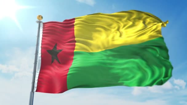 Guinea Bissau Flag Seamless Looping Rendering Video Includes Isolated Green — Stock Video