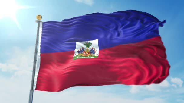 Haiti Bandeira Sem Costura Looping Renderização Vídeo Inclui Isolado Tela — Vídeo de Stock