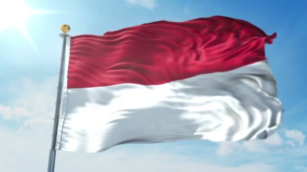 Vlajka Indonésie Bezproblémové Přehrávání Vykreslování Videa Obsahuje Izolované Zelenou Obrazovku — Stock video