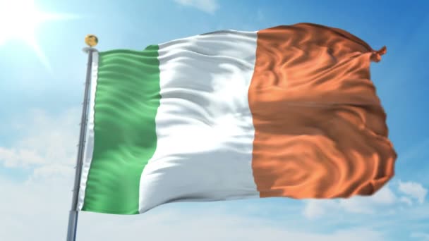 Irlanda Bandeira Sem Costura Looping Renderização Vídeo Inclui Isolado Tela — Vídeo de Stock