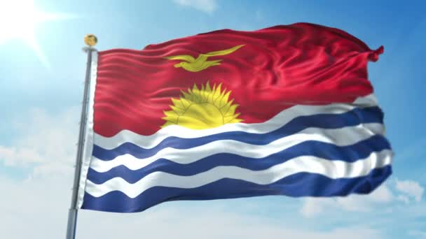Kiribati Bandeira Sem Costura Looping Renderização Vídeo Inclui Isolado Tela — Vídeo de Stock