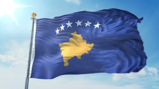 Flaga Kosowa Bezszwowe Zapętlenie Wideo Renderowania Zawiera Białym Tle Zielony — Wideo stockowe