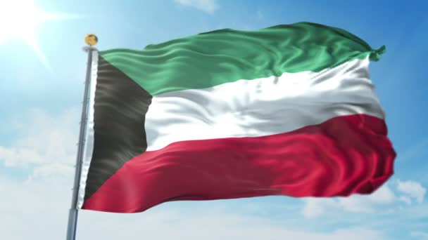 Vlag Van Koeweit Naadloze Looping Rendering Video Omvat Geïsoleerd Groen — Stockvideo