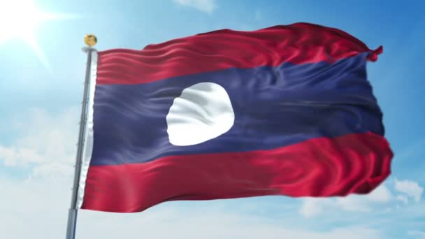 Laos Vlag Naadloze Looping Rendering Video Omvat Geïsoleerd Groen Scherm — Stockvideo