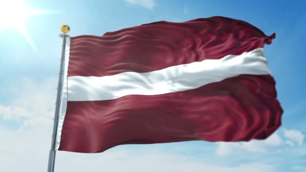 Lettlands Flagga Sömlös Looping Rendering Video Omfattar Isolerade Grön Skärm — Stockvideo