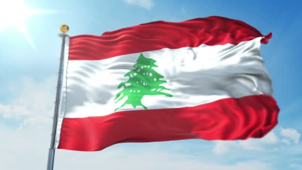 Lebanon Flag Seamless Looping Rendering Video Includes Isolated Green Screen — Stock Video