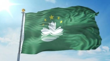 Macau bayrak 3d işleme video döngü sorunsuz. 3 in 1: luma mat Ae içinde kolay kırpma için olarak izole üzerinde yeşil ekran ve alfa kanalı içerir. Güzel Tekstil Kumaş kumaş döngü sallayarak