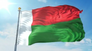 Madagaskar bayrağı 3d işleme video döngü sorunsuz. 3 in 1: luma mat Ae içinde kolay kırpma için olarak izole üzerinde yeşil ekran ve alfa kanalı içerir. Güzel Tekstil Kumaş kumaş döngü sallayarak