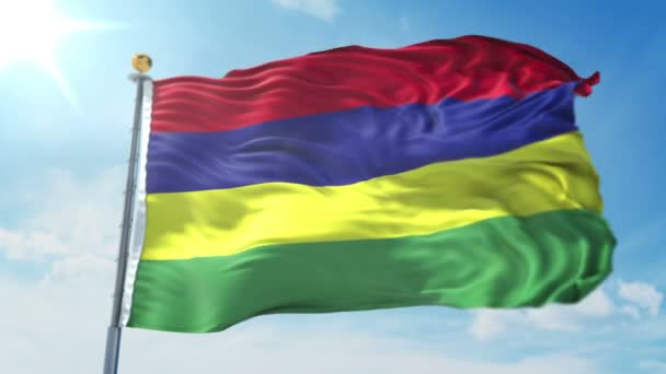Mauritius Bayrak Işleme Video Döngü Sorunsuz Luma Mat Içinde Kolay — Stok video