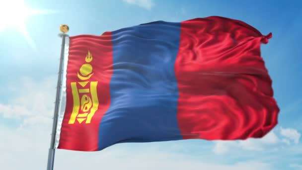 Bandeira Mongólia Sem Costura Looping Rendering Vídeo Inclui Isolado Tela — Vídeo de Stock