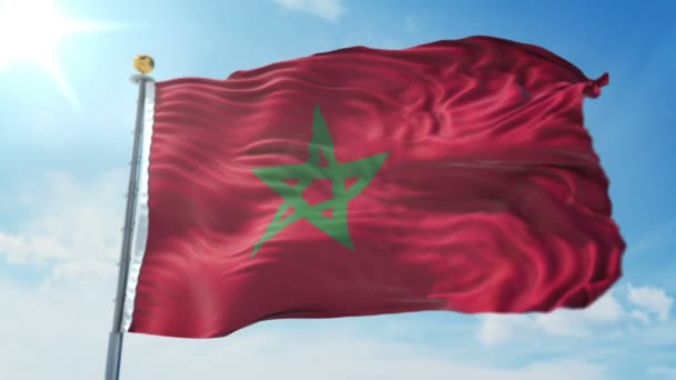 Marocko Flagga Sömlös Looping Rendering Video Omfattar Isolerade Grön Skärm — Stockvideo