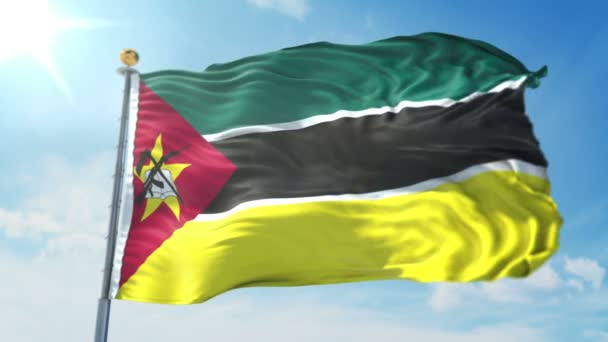 Mozambik Zászlaja Varrat Nélküli Hurok Renderelés Video Ben Luma Matt — Stock videók