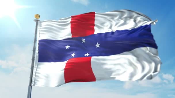 Netherlands Antilles Flag Seamless Looping Rendering Video Includes Isolated Green — Stock Video