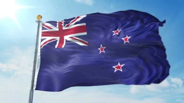 Zéland Zászlaja Varrat Nélküli Hurok Renderelés Video Ben Luma Matt — Stock videók