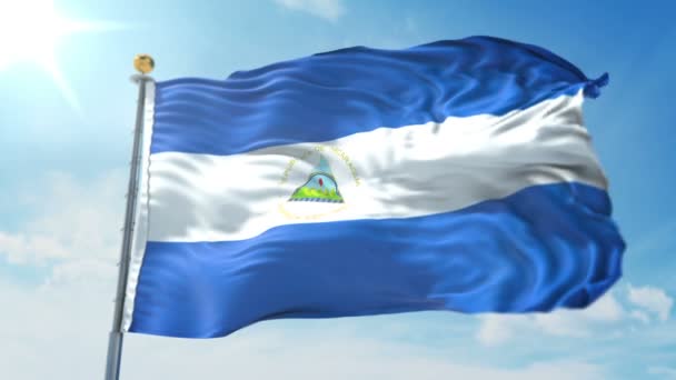 Nicaragua Zászlaja Varrat Nélküli Hurok Renderelés Video Ben Luma Matt — Stock videók