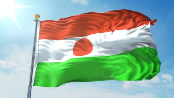 Nigers Flagga Sömlös Looping Rendering Video Omfattar Isolerade Grön Skärm — Stockvideo